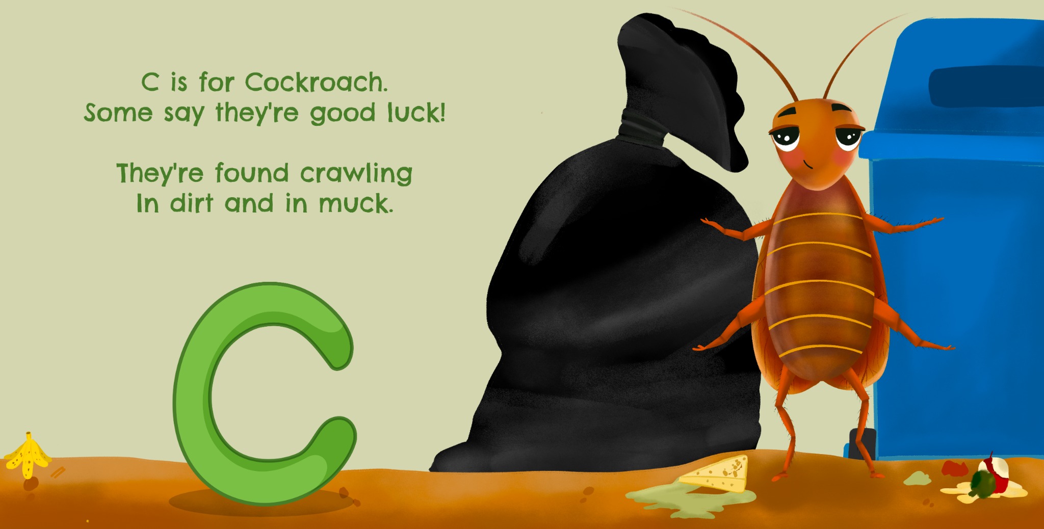 C is for Cockroach illustrated activity-book page