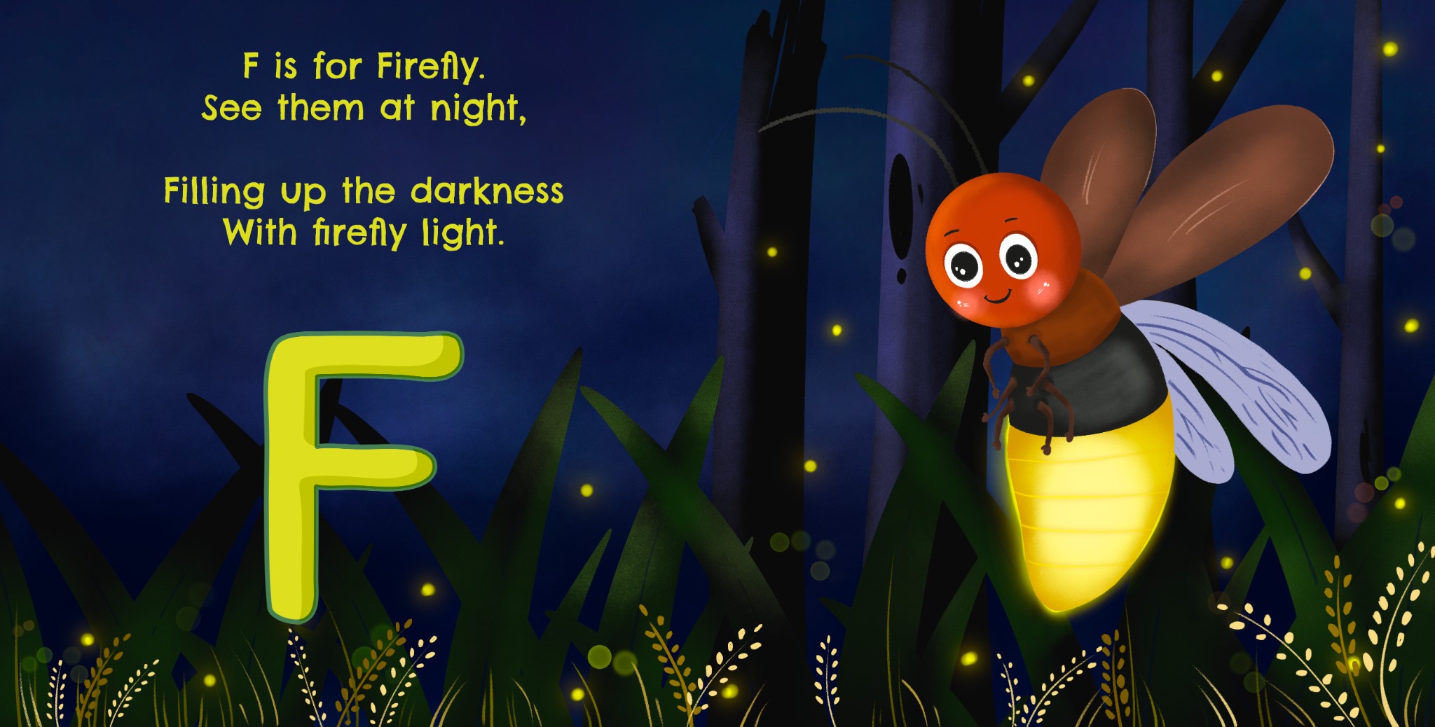 F is for Firefly illustrated activity-book page